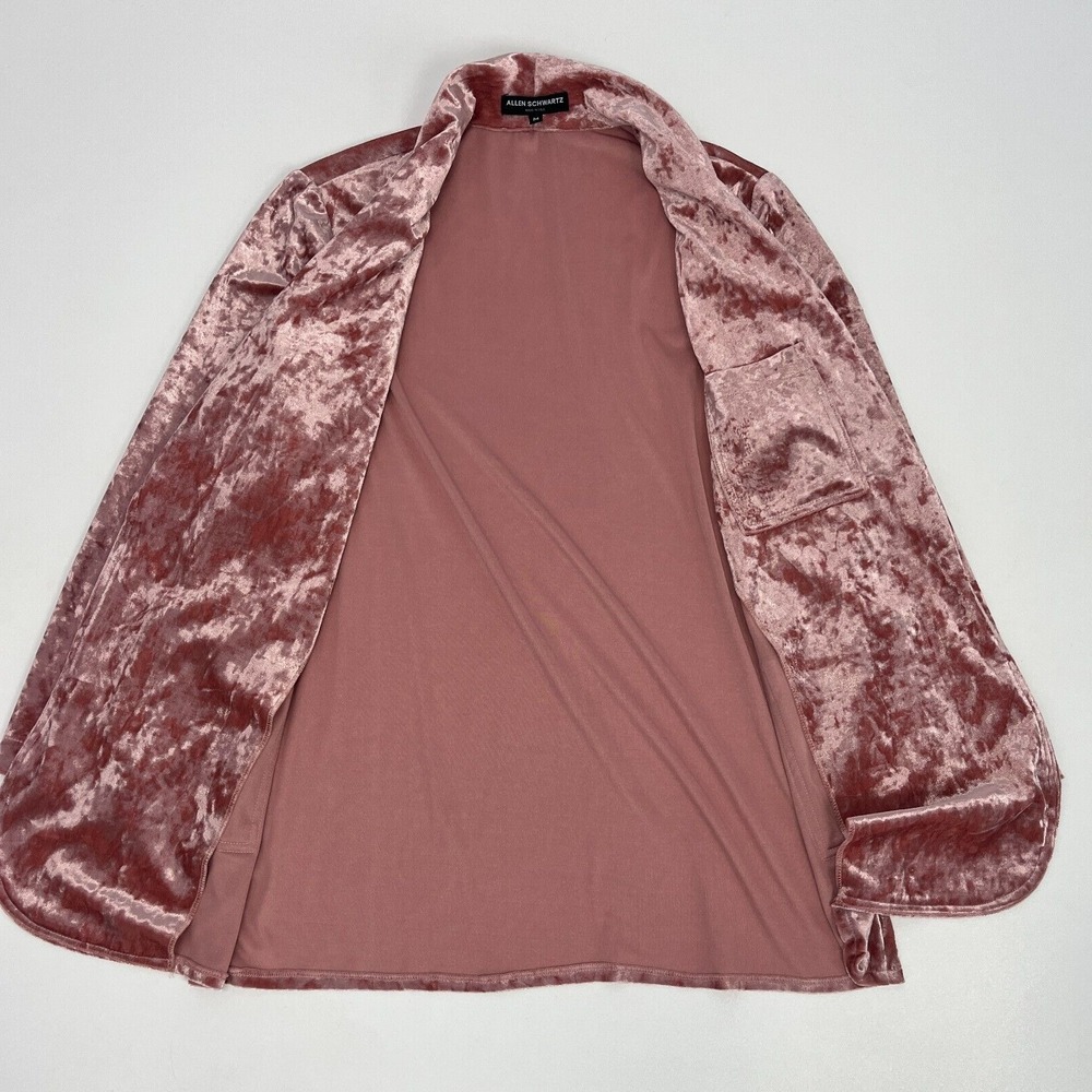 Allen Schwartz Pink Crushed Velvet Open Blazer Sz M Holiday Feminine - Picture 9 of 16